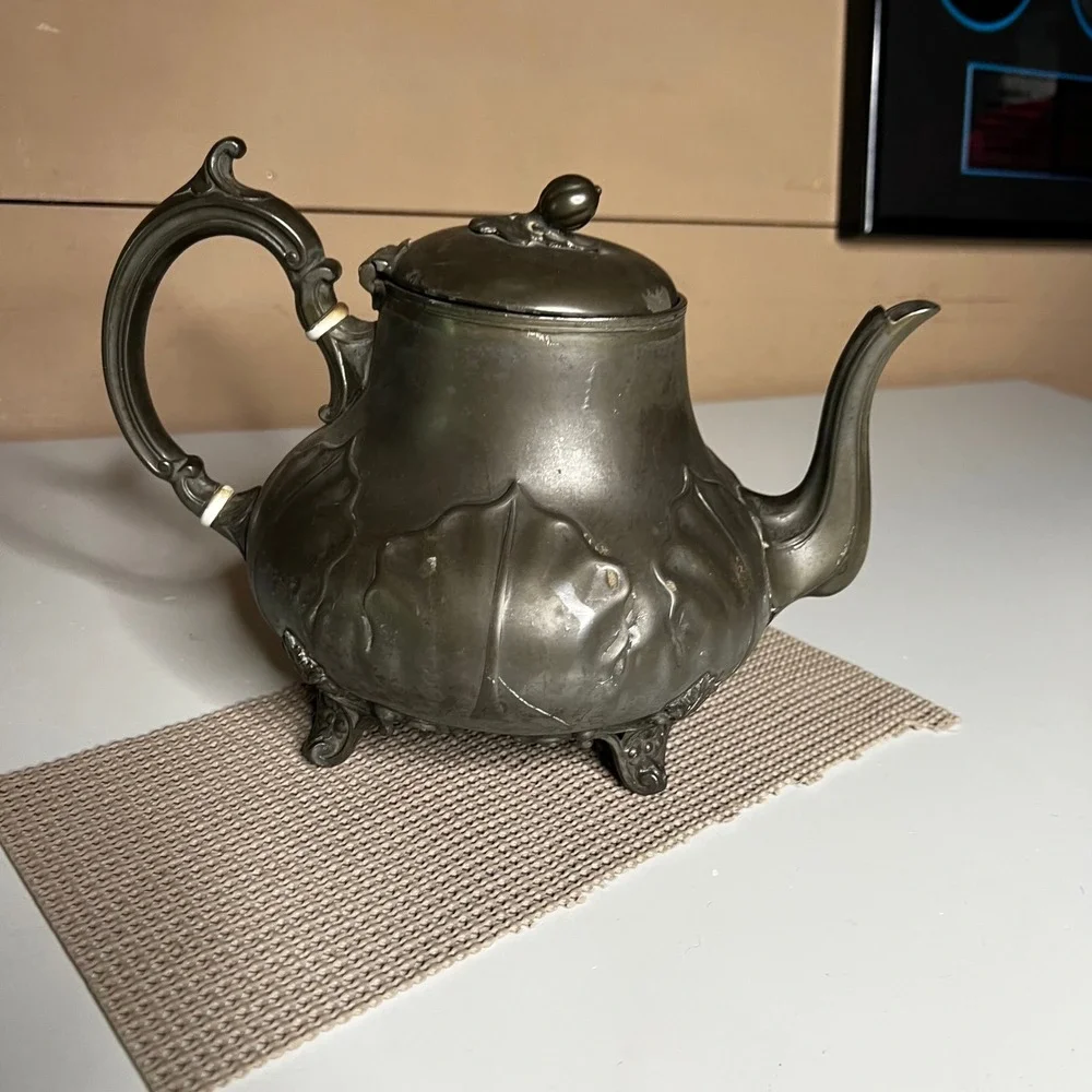 Antique Philip Ashberry & Sons Sheffield Britannia Metal Teapot 219 7 Victorian